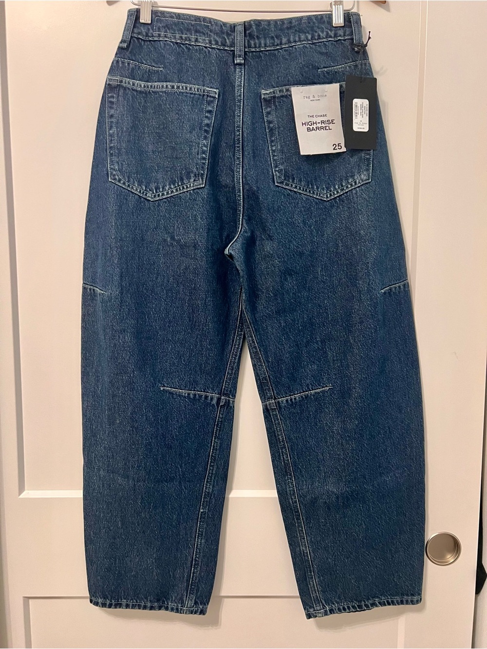 Rag & Bone The Chase High Rise Barrel Jeans Grafton Blue chic luxe NWT 25 - Picture 3 of 8